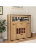 ABRIHOME Sideboard in Edelgrau mit LED Beleuchtung und Glasregal 110x38 cm