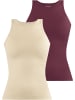 Janice 2 x Damen Top hochgeschlossen Nauta in Beige/Burgund