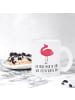 Mr. & Mrs. Panda Trinkbecher Flamingo Stolz mit Spruch in Transparent
