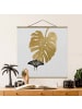 WALLART Stoffbild - Goldene Monstera mit Schmetterling in Gold