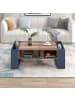 ABRIHOME Couchtisch in Anthrazit Holzoptik mit 1 Schublade und 2 Staufächern Doppelseitig