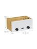 relaxdays Kosmetiktücherbox "Radio" in Weiß/ Natur - (B)24,5 x (H)12 x (T)16 cm