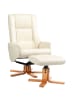 HOMCOM Relaxsessel mit Hocker in Cremeweiß 71L x 84B x 102H cm