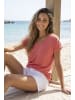 Beach Time V-Shirt in koralle + weiß