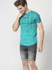 KOROSHI Kurzarm T-Shirt in grun