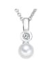 Valero Pearls Perlen-Kette Sterling Silber Zirkonia Süßwasser-Zuchtperle in silber