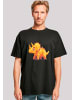 F4NT4STIC Heavy Oversize T-Shirt Süßer Triceratops Dinosaurier in schwarz