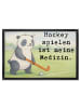Mr. & Mrs. Panda fußmatte Panda Hockey spielen Design mit Spruch in Weiß