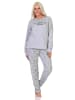 NORMANN Schlafanzug Pyjama langarm Sterne Optik - 88020 in grau