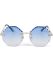 styleBREAKER Runde Sonnenbrille in Gold / Blau Verlauf