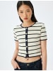 KOTON BLUSE SS in Ecru Gestreift
