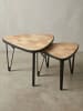 KADIMA DESIGN Massivholz-Metall Couchtisch Set, Industrie-Design, Platzsparend