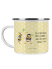 Mr. & Mrs. Panda Camping Emaille Tasse Hummeln Kleeblatt mit Spruch in Gelb Pastell