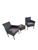 relaxdays 3-tlg. Gartenmöbel-Set "Rattan" in Schwarz