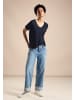 Street One 'T-Shirt in Leinenoptik' Marineblau