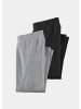 GOLDNER Kurzgröße:  Bequeme Stoffhosen im Doppelpack in grau / schwarz