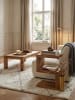 KADIMA DESIGN Beistelltisch S-Cube: Akazienholz, S-Form, 44x30 cm, 60 cm Höhe in Beige