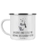 Mr. & Mrs. Panda Emaille Tasse Klarinette Geheimnis mit Spruch in Weiß