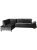 58 aufm Kessel ECKSOFA mit Ottomane links Kaye Samtvelours Buche nussbaum/schwarz