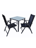 VCM  Alu Glas Gartenset Sitzgruppe Tisch Stühle 80 MA in Anthrazit
