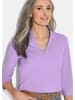 GOLDNER Kurzgröße:  Elegantes Basic-Shirt mit V-Ausschnitt in flieder