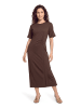 CARTOON Midikleid mit Raffung in Dunkelbraun