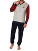 NORMANN Frottee Pyjama Schlafanzug & Bündchen - 82497 in rot