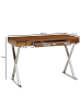 KADIMA DESIGN Schreibtisch | Sheesham/Chrom, 120x55x78cm, Schublade in Silber
