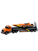 Wisam® LKW mit Aufzieh-Motorboot, Lichter und Geräusche, Orange Set