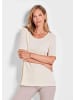 GOLDNER Shirt Braunes Halbarm-Oberteil in stein