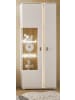 Furn.Design Vitrine weiß matt, Eiche 80 x 200 cm, Vitrinenschrank inklusive Frontbeleuchtung