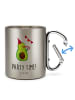 Mr. & Mrs. Panda Becher Avocado Party Zeit mit Spruch in Silber