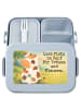 Mr. & Mrs. Panda Lunch Box Kuh Design mit Spruch in Blau Pastell