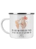 Mr. & Mrs. Panda Camping Emaille Tasse Erzieher-Dank mit Spruch in Weiß