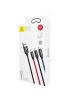 Wisam® Baseus 3in1 Schnell-Ladekabel USB-C / Lightning / Micro 3,5A 0,3m (Schwarz)