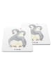 Mr. & Mrs. Panda Bierdeckel Pinguine Kuscheln ohne Spruch in Weiß