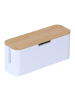 relaxdays Kabelbox in Natur/ Weiß - (B)34 x (H)14,5 x (T)13,5 cm