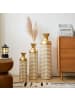 ABRIHOME Deko Vasen in Gold Weiß 3er Set 50/66/83 cm Metall Vintage für Wohnzimmer