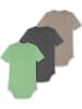 Normani Outdoor Sports 3er Set Bio Baby Body Kurzarm aus Merinowolle für Junge und Mädchen in Beige/Anthrazit/Grün
