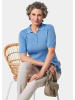GOLDNER Kurzarm Strickpullover mit adrettem Kragen in jeansblau