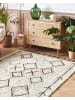 Beliani Geflochtener Teppich CORUM in Beige/Braun/Blau - (W) 160 x (H) 1.5 x (L) 230 cm