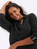 sheego Polopullover in schwarz-anthrazit-meliert