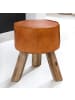 KADIMA DESIGN Sitzhocker | Holz, 37x45x37cm, Echtleder, Braun