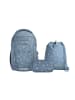 Coocazoo Schulrucksack-Set BYTE "Bloomy Daisy" 3-tlg. in Blau