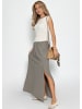 SASSYCLASSY Maxi Musselin Rock mit Schlitz in Taupe