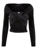 Urban Classics Urban Classics Damen Ladies Velvet Rib Crossed Off Shoulder Longsleeve in black