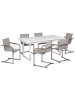 Beliani 7-tlg Gartentisch Set VALCANETTO/COSOLETO in Weiß/Beige/Silber