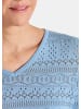 GOLDNER Kurzgröße:  Ajourpullover Sommerpullover mit V-Ausschnitt in hellblau