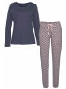 Vivance Active Pyjama in dunkelblau/rosa-gemustert