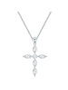 Lulu & Jane Halskette Kreuz aus Messing verziert mit Kristallen von Swarovski® in silber